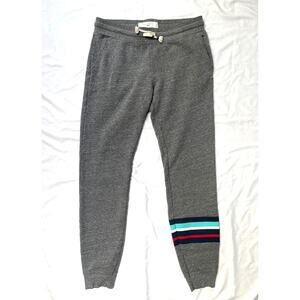 Sol Angeles Varsity Striped Heather Gray Fitted Joggers Sweat Pants, Medium